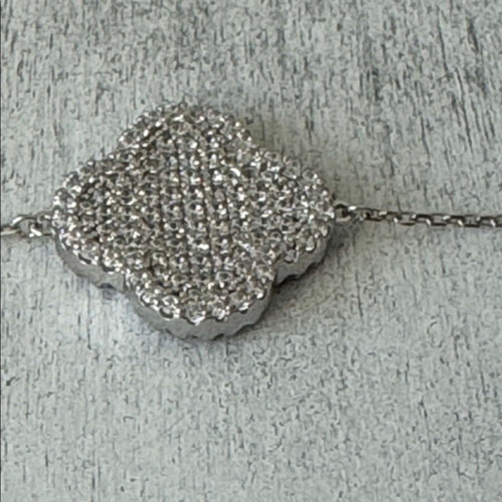 Rachel Zoe 925 Sterling Silver Pave 3 Clover Sparkling Reversible Bracelet - Picture 5 of 12